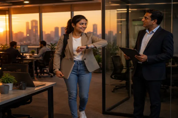 Young team lead standing at a whiteboard while older colleagues sit at a table