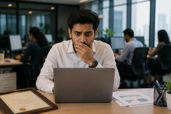 Remote worker alone at laptop