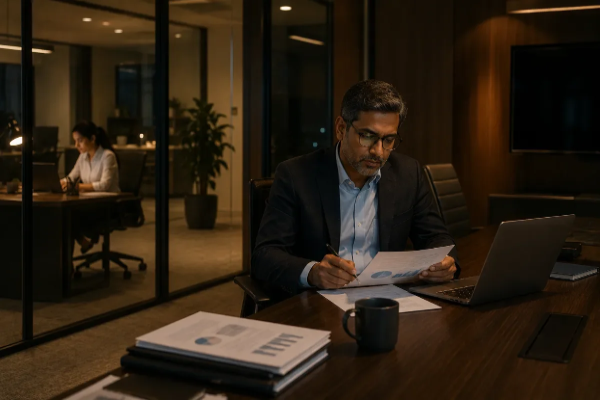 Two professionals in a quiet one-on-one meeting